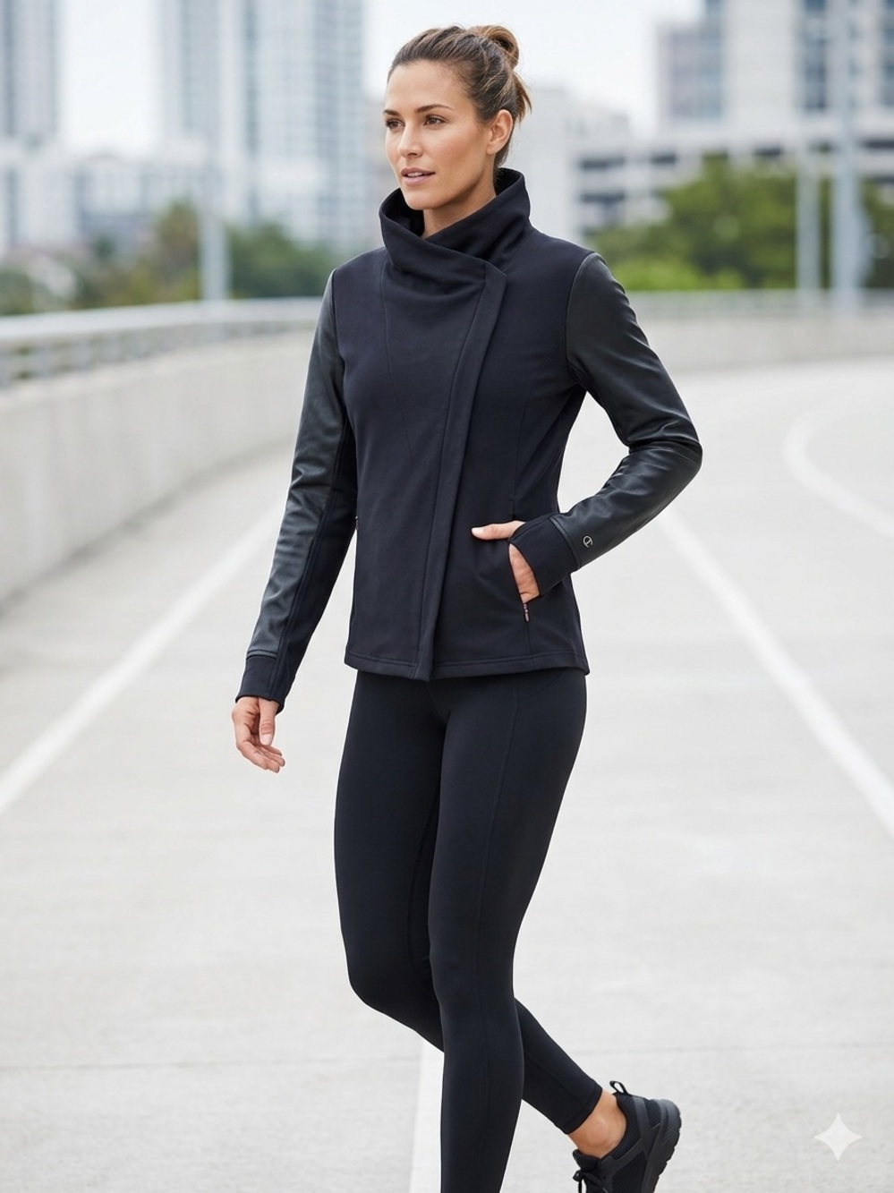 CALIA by Carrie Underwood Black Asymmetrical Zip Utility Jacket